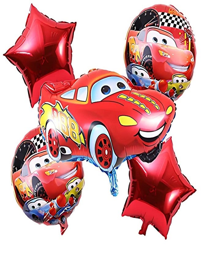 Flyloons 3rd McQueen Cars Theme birthday decorations items for Boys Girls Black Banner With Cars Foil Balloon, Red Star Foil,Black Red Balloons,Silver Foil Curtains,Glue Dots, Foil Balloon number 3 - Image 3